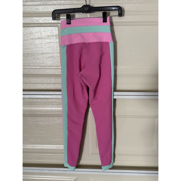 BEACH RIOT Leggings XS Ribbed Colorblock Pink Mint High Rise Stretch Yoga Gym - Picture 3 of 9